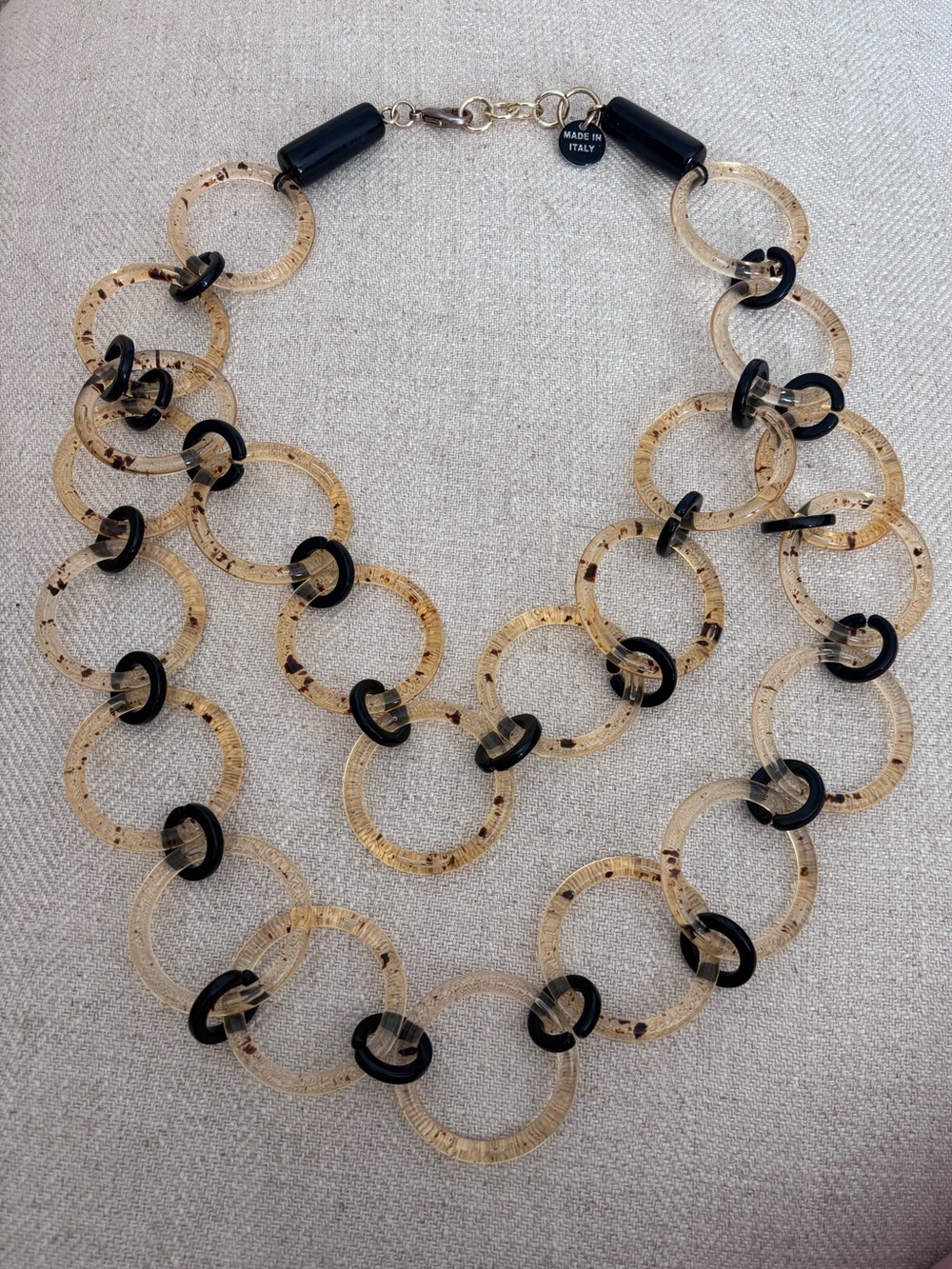 34” Graduating Links Double Strand Tortoise Shell Italian Necklace